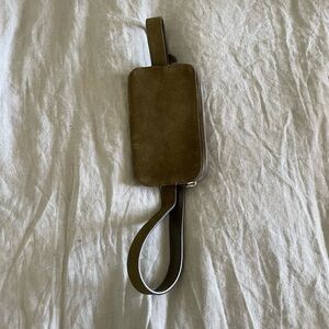 Olive Green Leather Wristlet